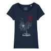 T-shirt  coq traits marine