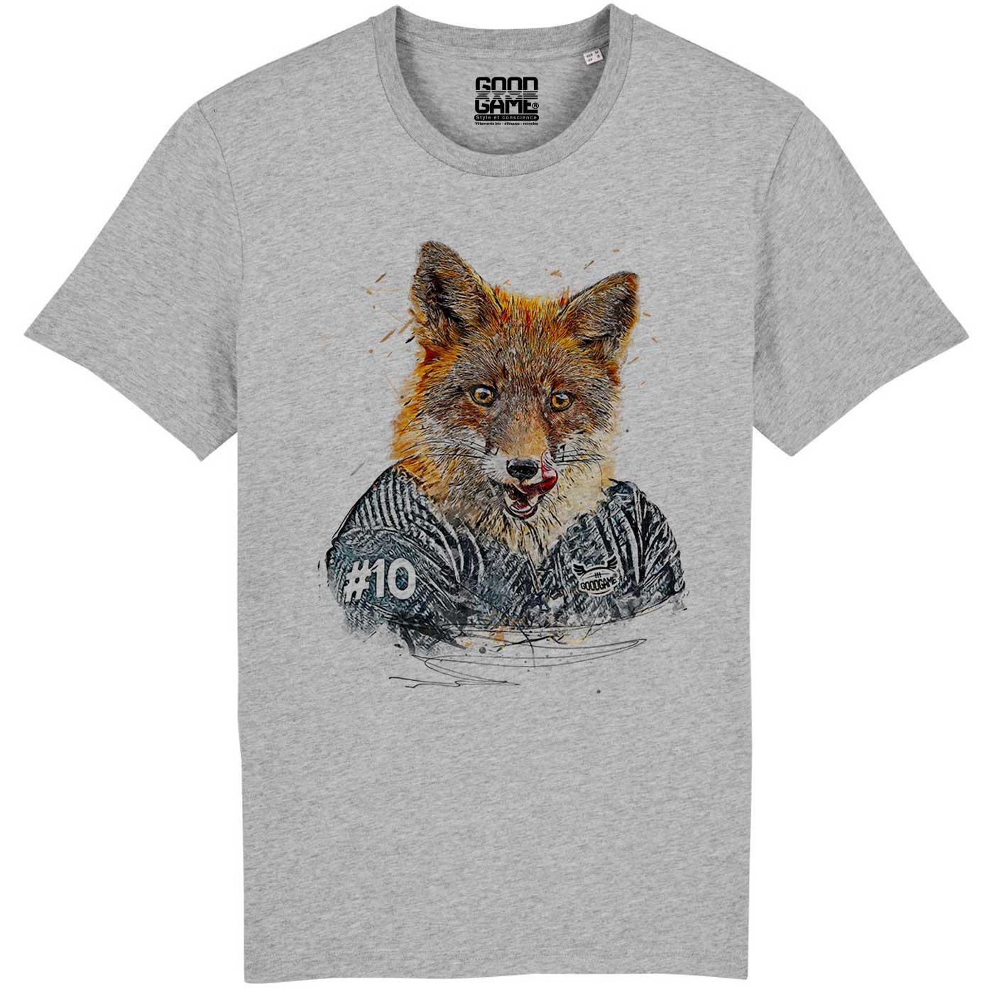T shirt rugby ouverture N 10 Renard Gris Animal Game