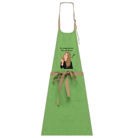 Tablier  magicienne  coton bio vert