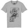 T-shirt manga rugby gris