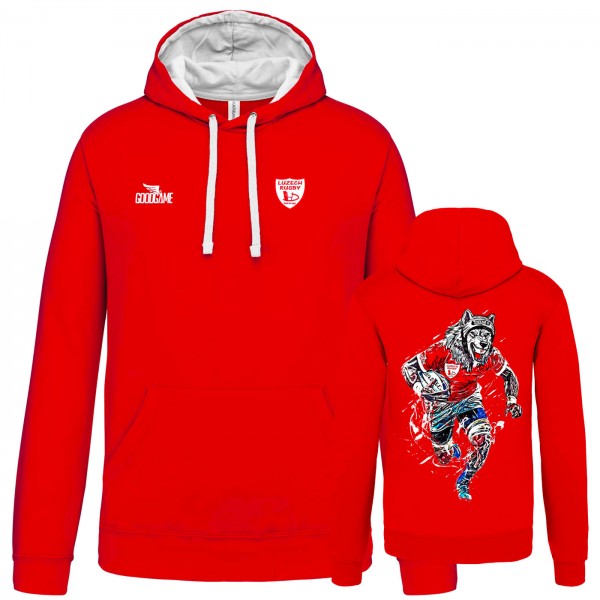 sweat à capuche constraté loup